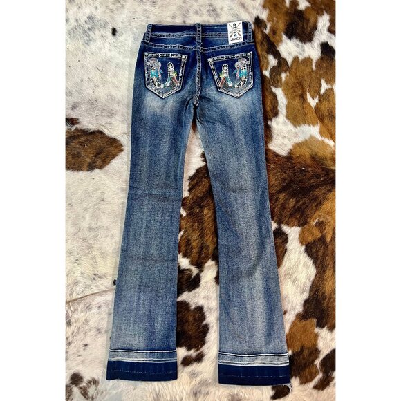 Grace in LA Denim - NEW Grace in LA Horseshoe Cowboy Hat Pocket  Bootcut Jeans in Easy Fit